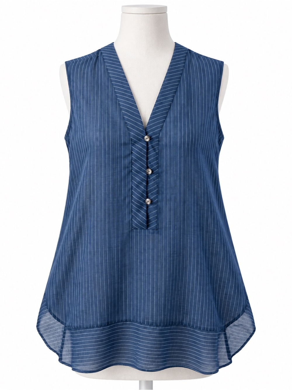 Dorothee Schumacher Silk Blend Sleeveless Blouse Blue Tunic Size 2 Designer